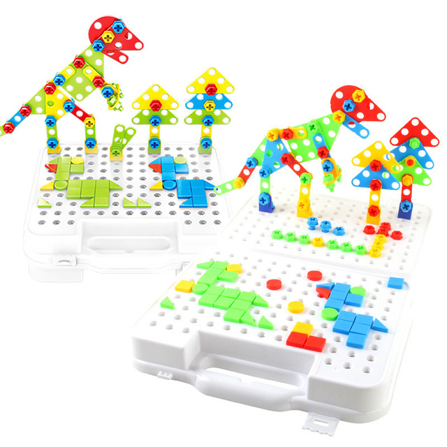 Kreatywna mozaika Puzzle 3D - zabawki do skręcania dla dzieci, zestaw elektryczny do wiercenia, cegły budowlane DIY - Wianko - 10