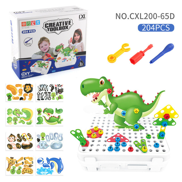 Kreatywna mozaika Puzzle 3D - zabawki do skręcania dla dzieci, zestaw elektryczny do wiercenia, cegły budowlane DIY - Wianko - 7