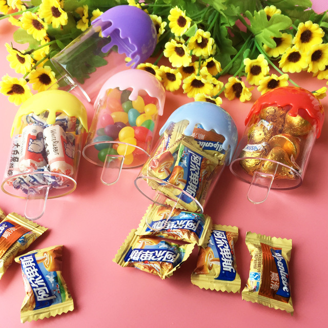 Nowe plastikowe jasne pudełko na cukierki i lody, 5 sztuk - przechowywacz słodkich smakołyków dla dzieci - idealny prezent na Baby Shower i urodziny - Wianko - 1
