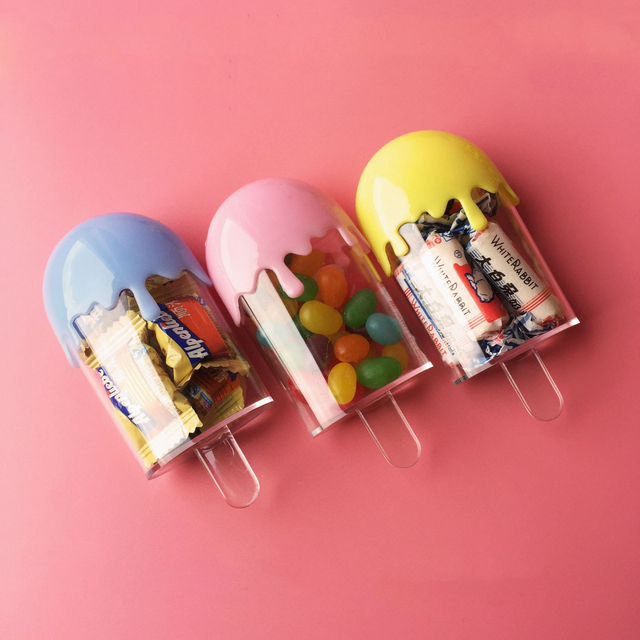 Nowe plastikowe jasne pudełko na cukierki i lody, 5 sztuk - przechowywacz słodkich smakołyków dla dzieci - idealny prezent na Baby Shower i urodziny - Wianko - 2