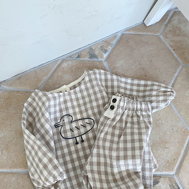 Zestaw ubrań dla niemowląt dziewczynki i chłopca, wzór z kreskówkowym motywem, wiosna-jesień, długie rękawy, bluzka + spodnie z jednolitej bawełny (2 sztuki) - Wianko - 4