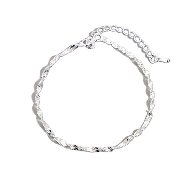 Modna srebrna bransoletka na kostkę z łańcuszkiem i znaczkiem stóp - biżuteria dla kobiet - Wianko - 1