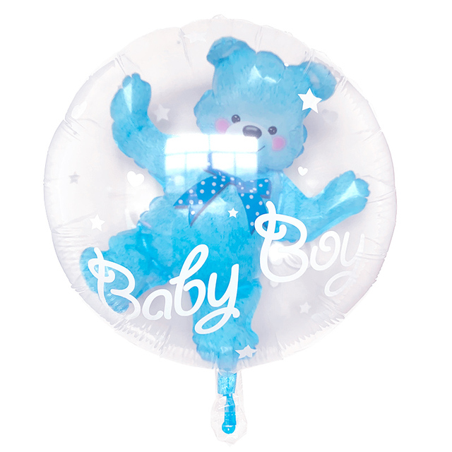 4D Bańka w kształcie Baby Boy Girl - niebieska lub różowa, z niedźwiedziem z balonów typu foliowego - dekoracje na Baby Shower - Wianko - 4