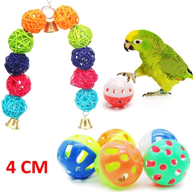Klatka papugi zabawkowa z 13 niezawodnymi i żucia-huśtawkami, wiszącymi, drewnianymi koralikami, piłką z dzwonkiem - losowy kolor - Wianko - 5
