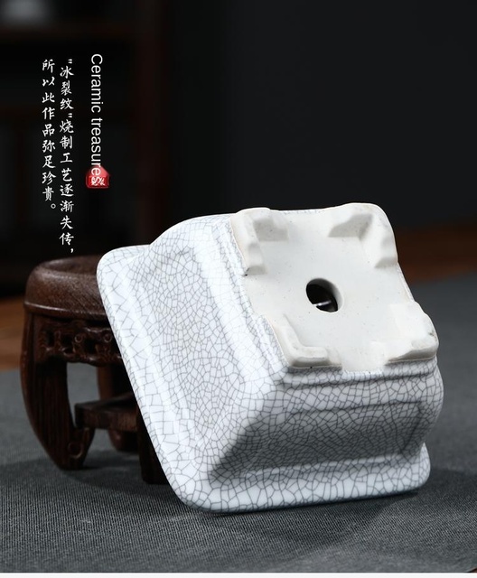 Biały ceramiczny garnek w chińskim stylu z pękniętą glazurą - ozdoba na bonsai lub soczyste rośliny w domu - Wianko - 10