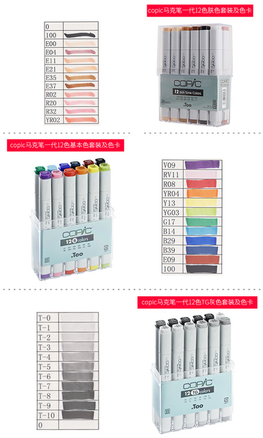 Japonia Copic - Marker 12 kolorów, trzecia generacja, ręcznie malowane, do ilustracji Anime, zestaw artykułów oryginalnych - Wianko - 7