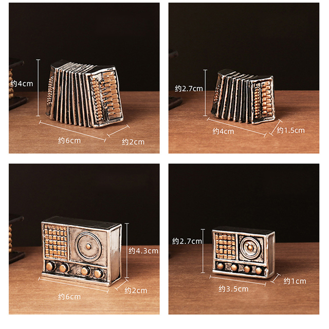 Mini Retro żywiczny aparat fotograficzny fonograf i radio o stylu vintage z dmuchanego szkła, idealny na świąteczne ozdoby (Model BJ160) - Wianko - 4