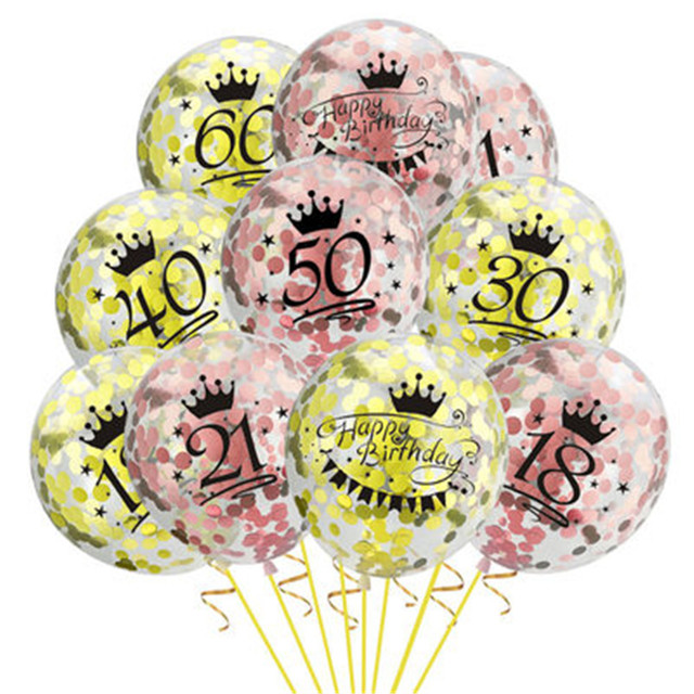 5 sztuk konfetti lateksowych balonów 12 cali na urodzinową imprezę - dekoracja rocznicowa 16 18 21 30 40 50 60 lat - Wianko - 2