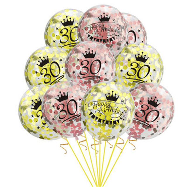 5 sztuk konfetti lateksowych balonów 12 cali na urodzinową imprezę - dekoracja rocznicowa 16 18 21 30 40 50 60 lat - Wianko - 3