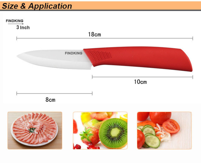 Zestaw noży kuchennych ceramicznych z cyrkonu - 3, 4 i 5 cali + obieraczka + okładki - Wianko - 3