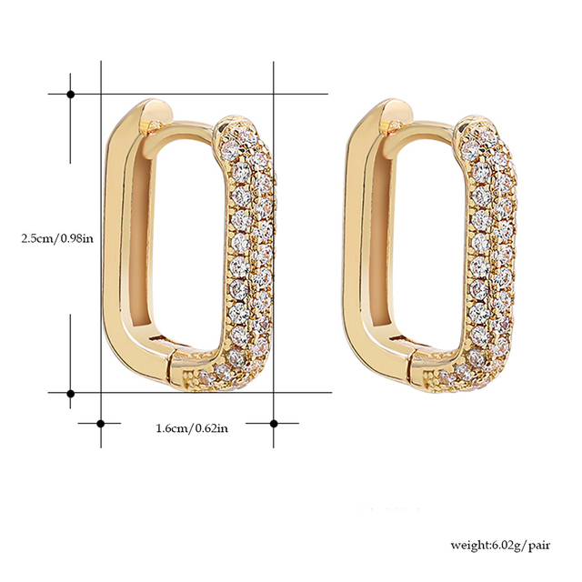 Kolczyki kółka geometriczne kryształowe złote dla kobiet – nowość 2021 - Wianko - 3