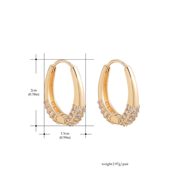 Kolczyki kółka geometriczne kryształowe złote dla kobiet – nowość 2021 - Wianko - 13