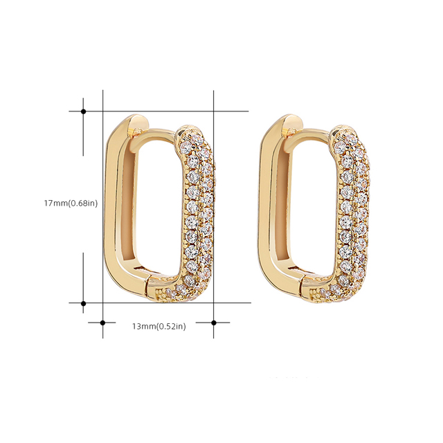 Kolczyki kółka geometriczne kryształowe złote dla kobiet – nowość 2021 - Wianko - 2