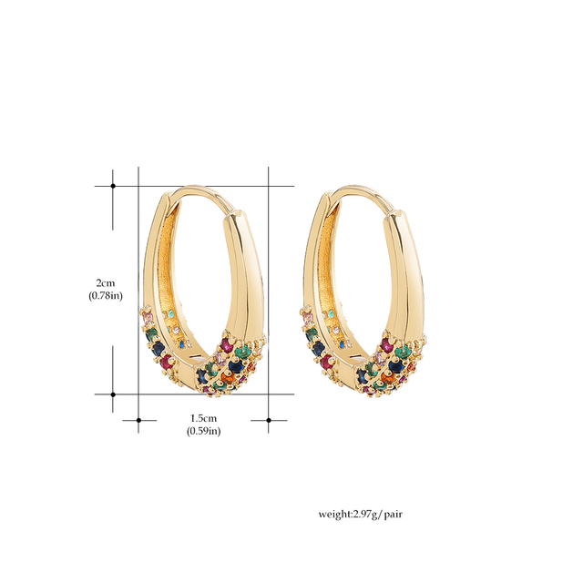 Kolczyki kółka geometriczne kryształowe złote dla kobiet – nowość 2021 - Wianko - 12