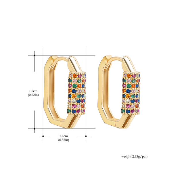 Kolczyki kółka geometriczne kryształowe złote dla kobiet – nowość 2021 - Wianko - 14