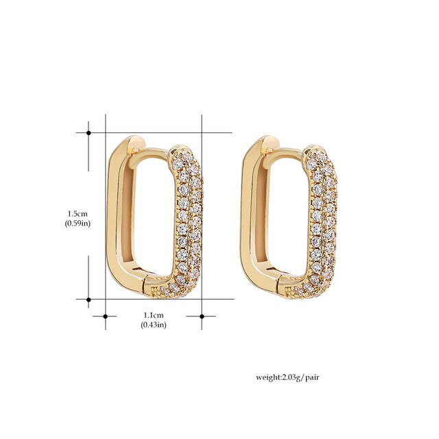 Kolczyki kółka geometriczne kryształowe złote dla kobiet – nowość 2021 - Wianko - 1