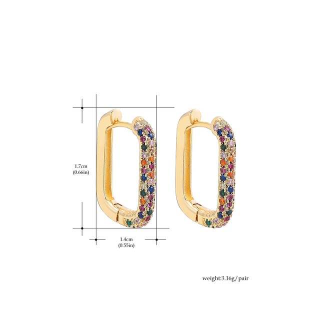 Kolczyki kółka geometriczne kryształowe złote dla kobiet – nowość 2021 - Wianko - 4
