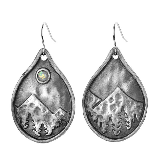 Vintage Mountain Peak kolczyki wiszące - srebrny kolor, kryształowe, moda Boho, prezent dla kobiet - Wianko - 3