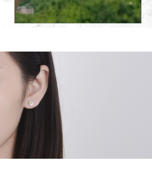 Kolczyki asymetryczne z cyrkonią i emalią Daisy Stud, biżuteria dla kobiet, koreański styl - Wianko - 10