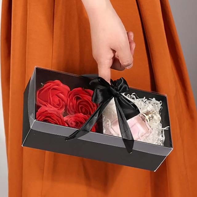 Pudełko na prezenty Packag złoty czarny - przenośne pudełko na kwiaty i inne prezenty dla Dzień Matki, komunii, narodzin i innych okazji - Wianko - 7