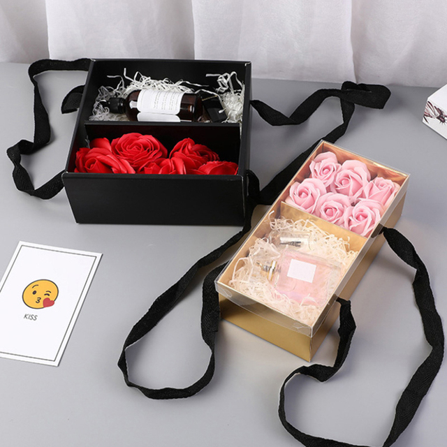 Pudełko na prezenty Packag złoty czarny - przenośne pudełko na kwiaty i inne prezenty dla Dzień Matki, komunii, narodzin i innych okazji - Wianko - 9