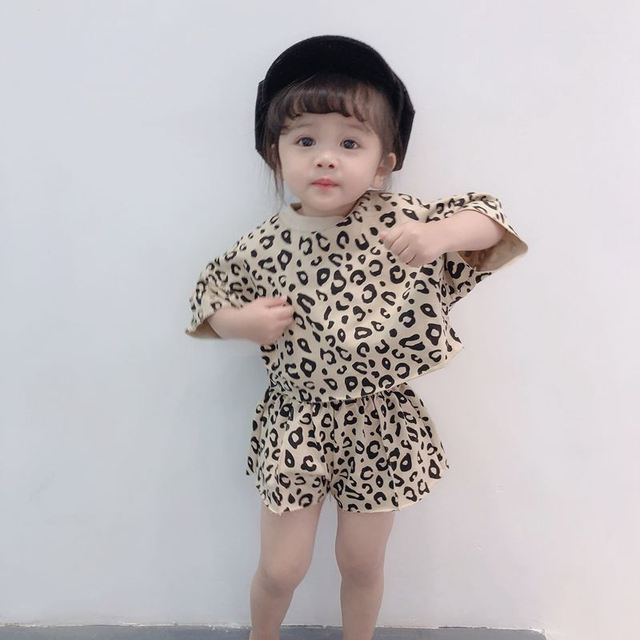 Nowy zestaw leopardowych topów + spodenki dla dziewczynki, 1-6 lat, moda letnia, bawełna - Wianko - 15
