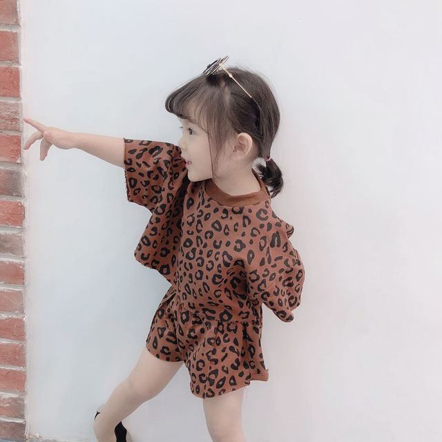 Nowy zestaw leopardowych topów + spodenki dla dziewczynki, 1-6 lat, moda letnia, bawełna - Wianko - 3
