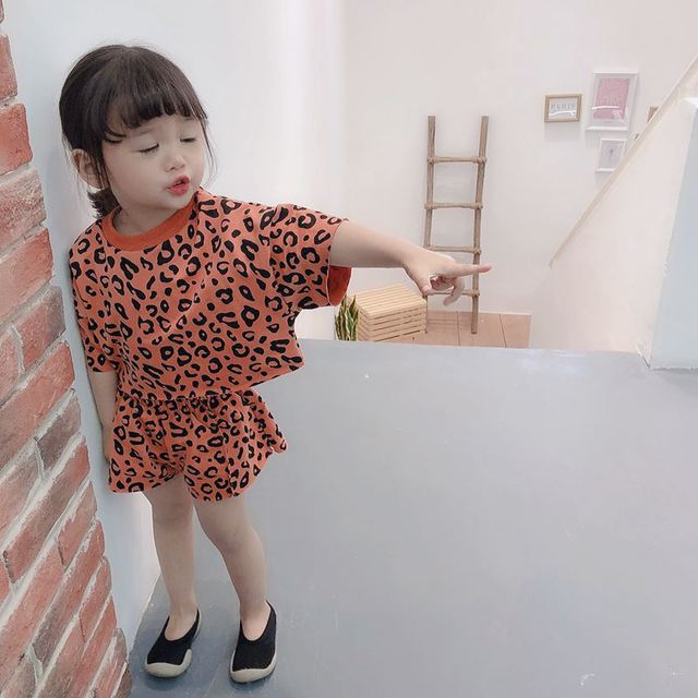 Nowy zestaw leopardowych topów + spodenki dla dziewczynki, 1-6 lat, moda letnia, bawełna - Wianko - 8