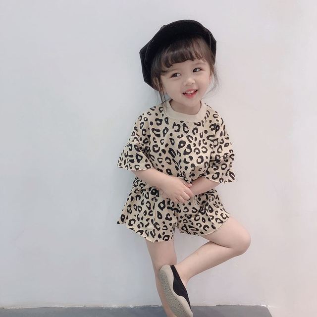 Nowy zestaw leopardowych topów + spodenki dla dziewczynki, 1-6 lat, moda letnia, bawełna - Wianko - 17