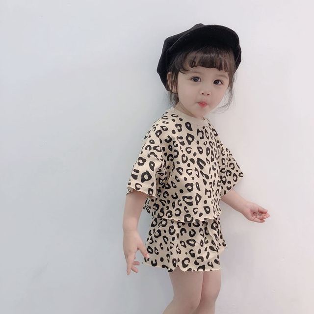 Nowy zestaw leopardowych topów + spodenki dla dziewczynki, 1-6 lat, moda letnia, bawełna - Wianko - 14