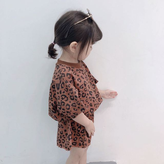 Nowy zestaw leopardowych topów + spodenki dla dziewczynki, 1-6 lat, moda letnia, bawełna - Wianko - 4