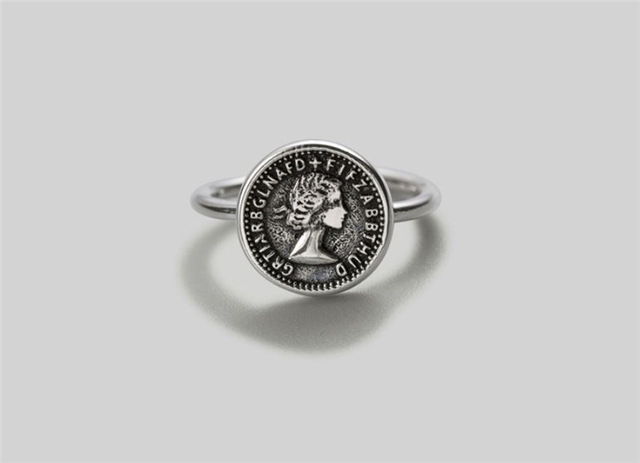 Pierścień otwarty Retro srebrny z okrągłą monetą, regulowany rozmiar - SR083 - Wianko - 19