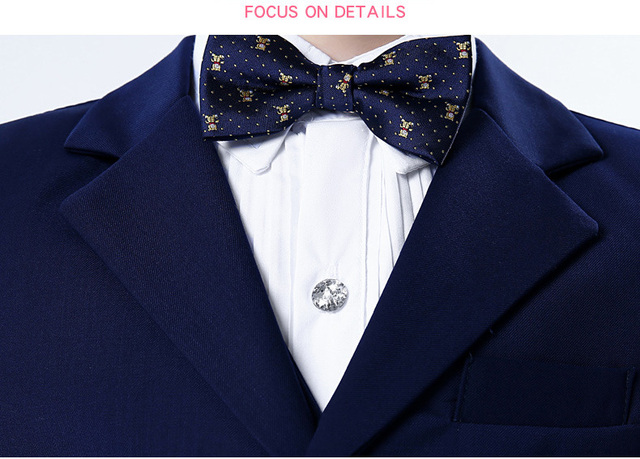 Wysokiej jakości garnitur na wesele dla chłopców - formalna sukienka i marynarka w stylu Gentleman z koszulą, spodniami i muszką - 4 sztuki - Wianko - 23
