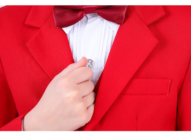 Wysokiej jakości garnitur na wesele dla chłopców - formalna sukienka i marynarka w stylu Gentleman z koszulą, spodniami i muszką - 4 sztuki - Wianko - 16