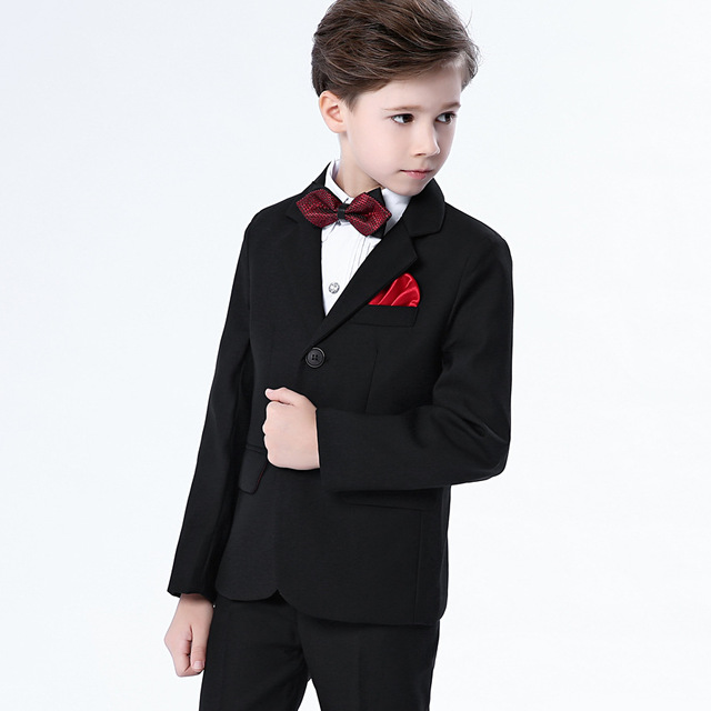 Wysokiej jakości garnitur na wesele dla chłopców - formalna sukienka i marynarka w stylu Gentleman z koszulą, spodniami i muszką - 4 sztuki - Wianko - 19