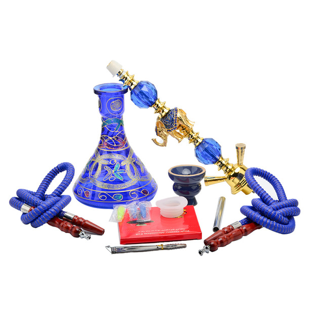 Arabska dekoracja - Słoń Shisha szisza zestaw ze szklaną podstawą: pojedynczy wąż, tytoń, fajka wodna Chicha Nargile na imprezę, klub - Wianko - 7