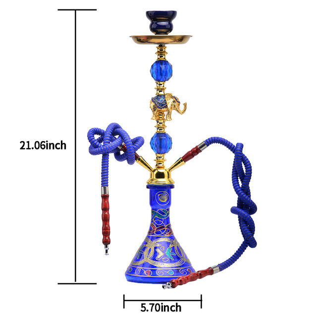 Arabska dekoracja - Słoń Shisha szisza zestaw ze szklaną podstawą: pojedynczy wąż, tytoń, fajka wodna Chicha Nargile na imprezę, klub - Wianko - 2