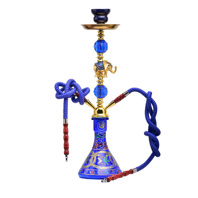Arabska dekoracja - Słoń Shisha szisza zestaw ze szklaną podstawą: pojedynczy wąż, tytoń, fajka wodna Chicha Nargile na imprezę, klub - Wianko - 6