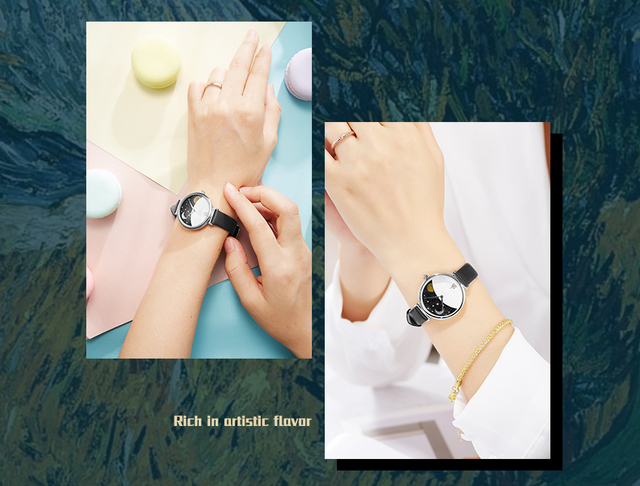 Shengke 2019 luksusowy zegarek damska Starry Sky z diamentami, skórzany pasek - Wianko - 10