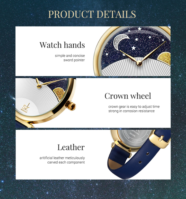 Shengke 2019 luksusowy zegarek damska Starry Sky z diamentami, skórzany pasek - Wianko - 14