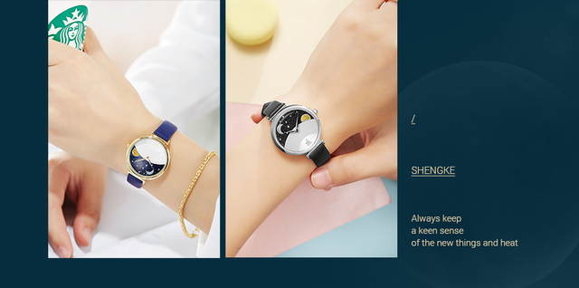 Shengke 2019 luksusowy zegarek damska Starry Sky z diamentami, skórzany pasek - Wianko - 12