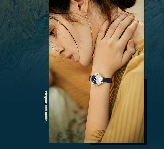 Shengke 2019 luksusowy zegarek damska Starry Sky z diamentami, skórzany pasek - Wianko - 11