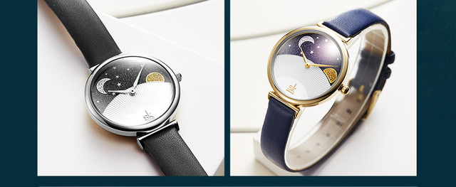 Shengke 2019 luksusowy zegarek damska Starry Sky z diamentami, skórzany pasek - Wianko - 6