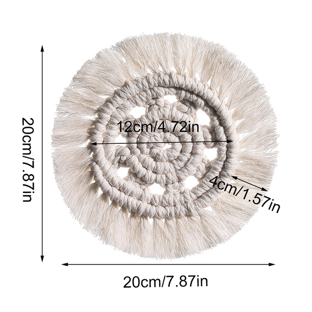 Podkładka pod kubek Macrame z Europy Północnej, ręcznie robiona, bawełniana, antypoślizgowa matowa wyściółka do kuchni, Czechy - Wianko - 4