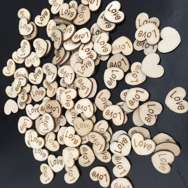 200 sztuk drewnianych serc w kształcie plastra drewna - rustykalne konfetti na stół weselny i dekoracje na walentynki w stylu DIY - Wianko - 5