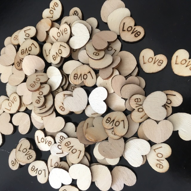 200 sztuk drewnianych serc w kształcie plastra drewna - rustykalne konfetti na stół weselny i dekoracje na walentynki w stylu DIY - Wianko - 2