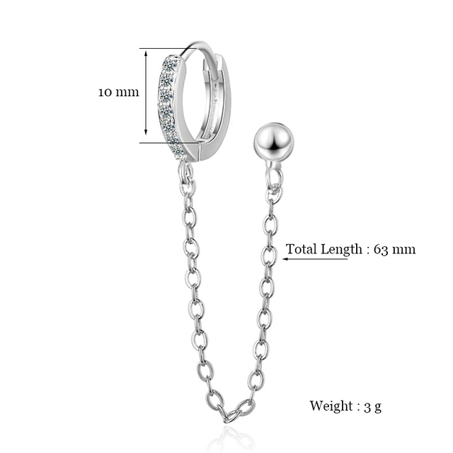 Damskie kolczyki łańcuch Tassel z kryształami i dwoma dziurkami w uchu - Wianko - 1