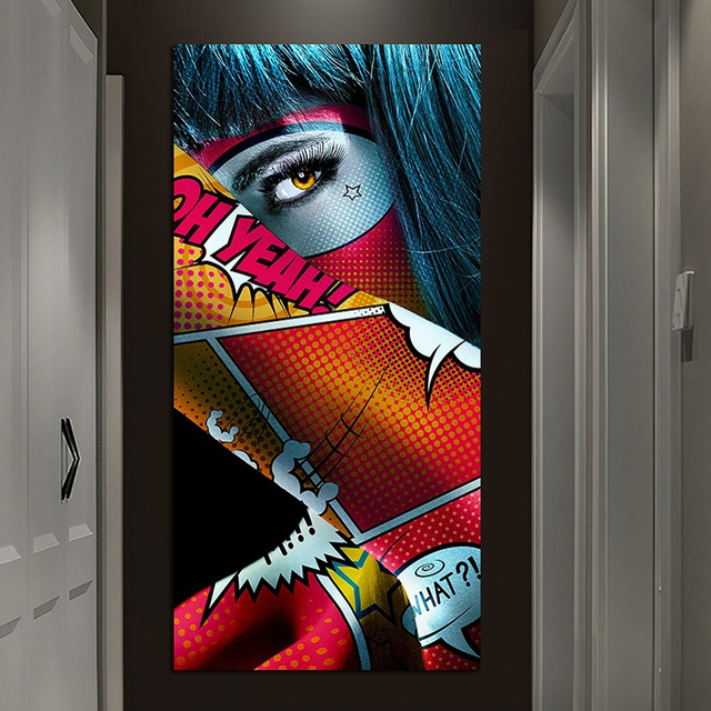 Malarstwo kobiety w stylu graffiti na płótnie - nowoczesna dekoracja wnętrza - Wianko - 5