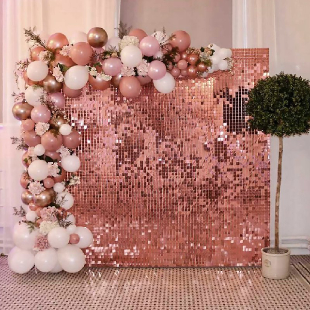 Wesele dekoracyjna kurtyna z różowym tłem - folia Shimmer, idealna na imprezy - Wianko - 1