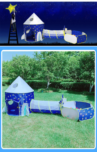 3w1 Baby przenośny namiot z tunelem do wchodzenia dla dzieci i basenem z piłeczkami - zestaw namiotów zabawkowych, świetny do zabawy i eksploracji - Wianko - 3
